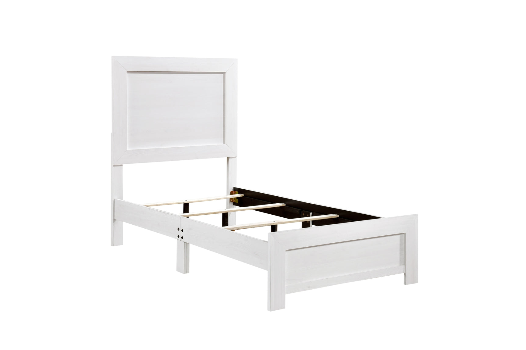 Corbin White Panel Bedroom Set detailed side view of bed frame
