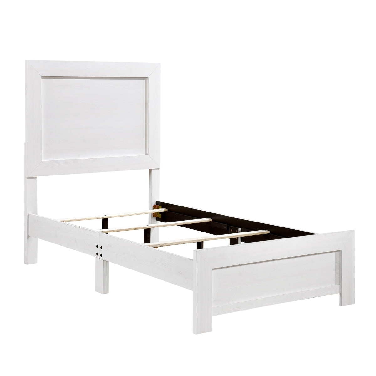 Corbin White Panel Twin Bed side view