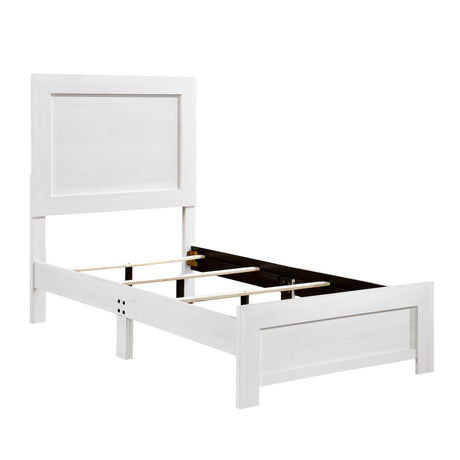 Corbin White Panel Twin Bed side view