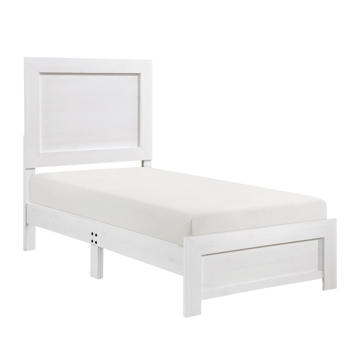 Corbin White Panel Twin Bed angled view