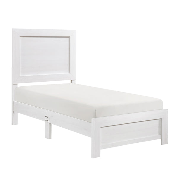 Corbin White Panel Twin Bed angled view