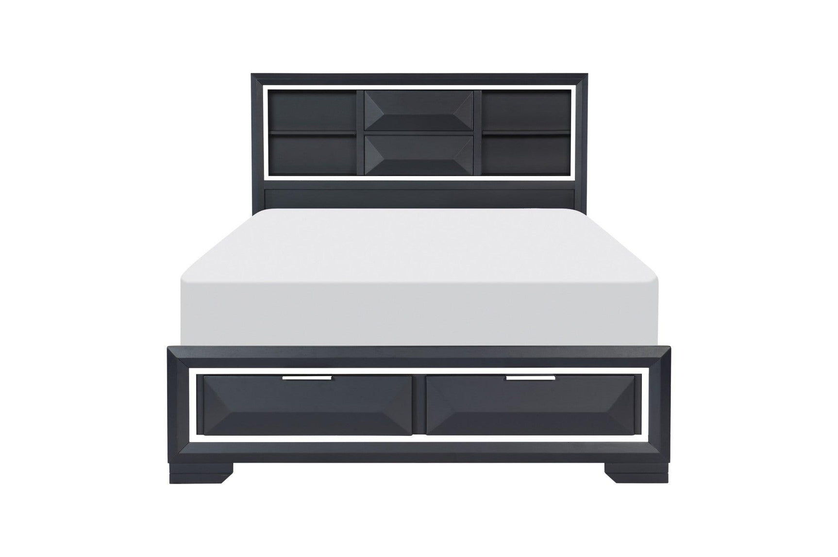 Side view of Rosemont Midnight Blue bedroom bed