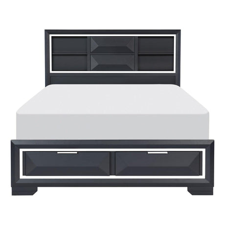 Rosemont Midnight Blue King Platform Storage Bed front view