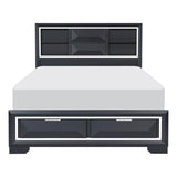 Rosemont Midnight Blue Queen Storage Platform Bed front view