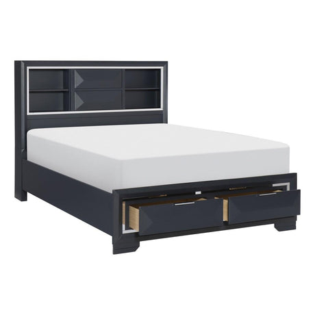 Rosemont Queen Bed with drawers open showing storage capacity