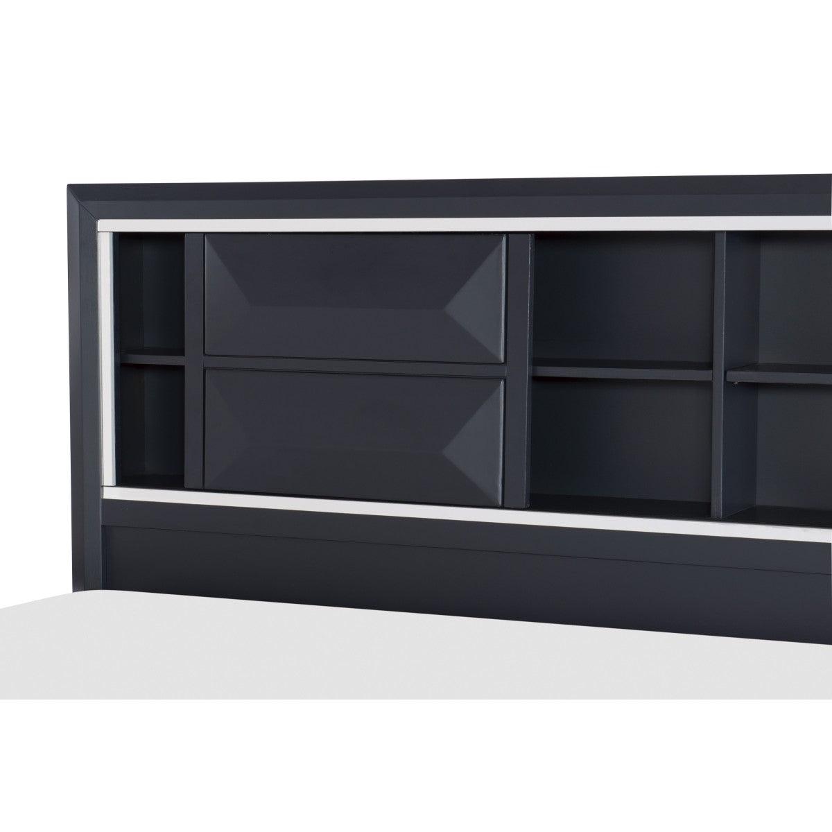 Footboard drawers with chrome pulls on Rosemont King Bed