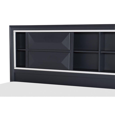Footboard drawers with chrome pulls on Rosemont King Bed