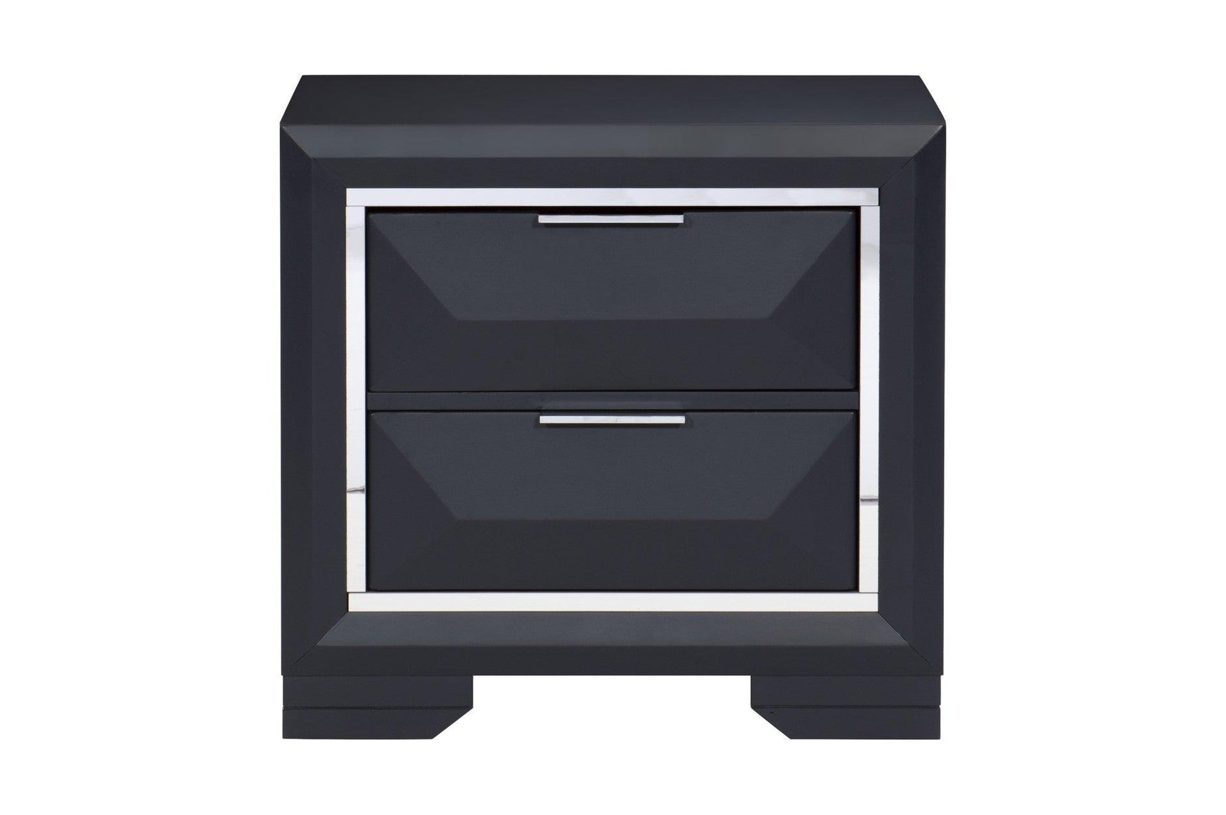 Side angle of nightstand included in set