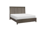 Bedroom setup showing Scarlett Brown Gray fabric panel bed