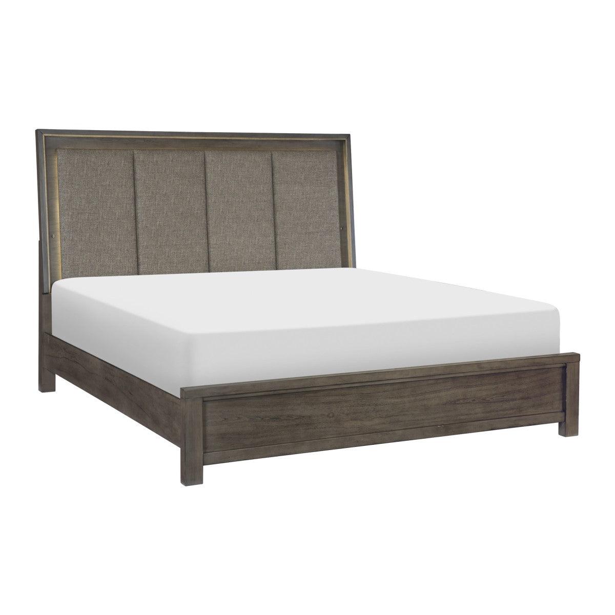 Scarlett King Panel Bed angled view highlighting LED backlit headboard