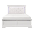 Lana White LED Faux Leather King Panel Bed - front view
