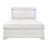 Lana White Faux Leather Tufted LED Full Size Bed front view