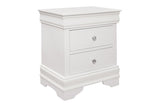 Side angle of Lana White Faux Leather Tufted LED Panel Bedroom Set bed