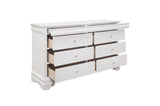 Open bedroom view of Lana White Faux Leather Tufted LED Panel Bedroom Set bed