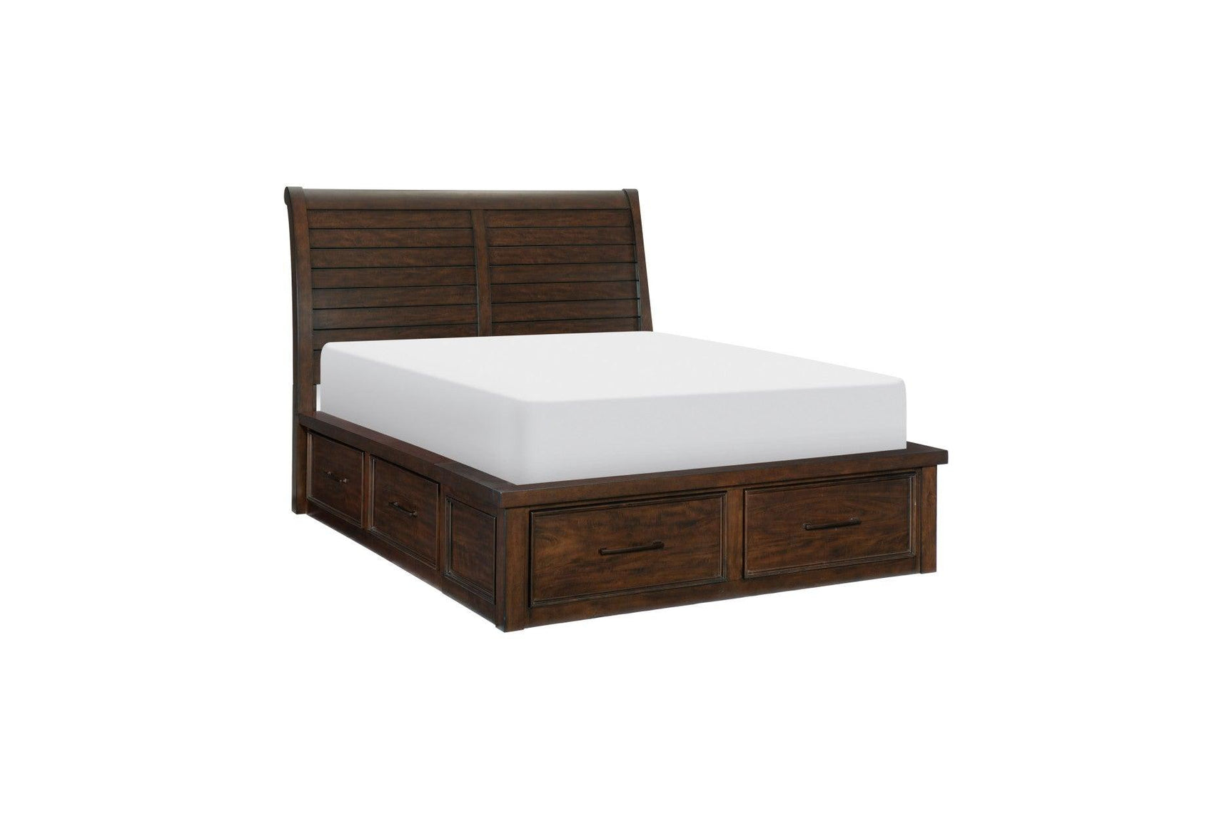 Logandale Brown Modern Transitional Solid Wood Sleigh Bedroom Set - Ella Furniture