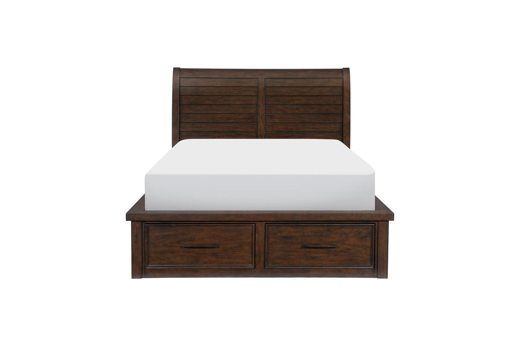 Logandale Brown Modern Transitional Solid Wood Sleigh Bedroom Set - Ella Furniture