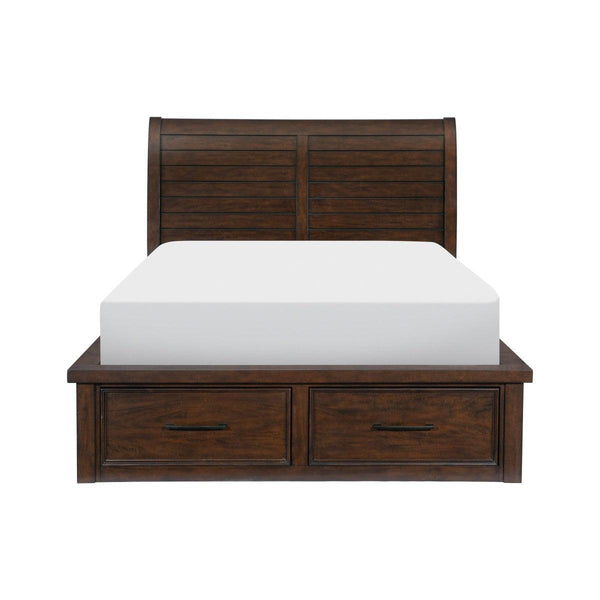 Logandale Brown Mango Veneer Queen Sleigh Bed front view