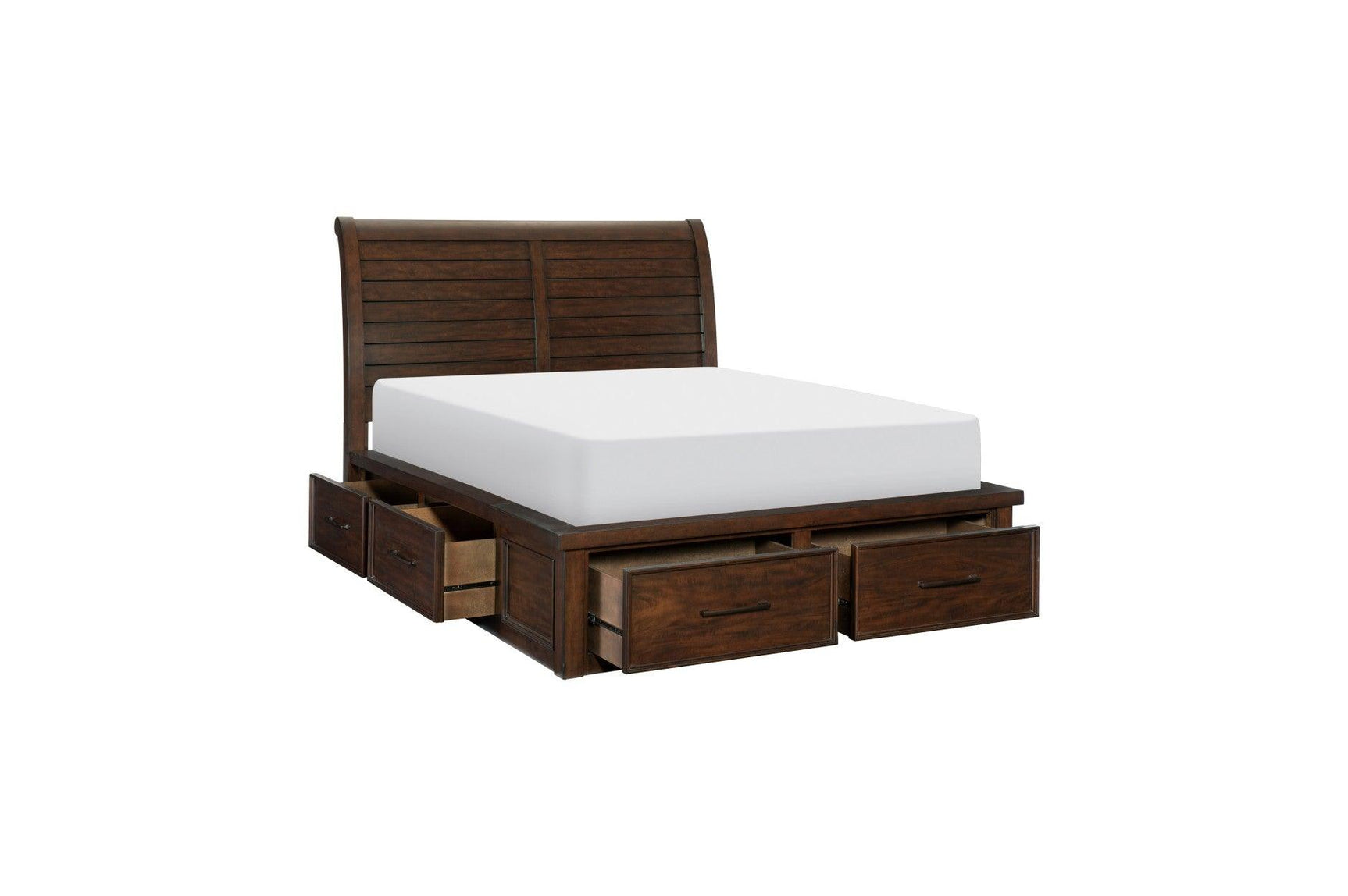 Logandale Brown Modern Transitional Solid Wood Sleigh Bedroom Set - Ella Furniture