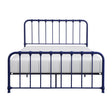 Bethany Blue full metal platform bed front view with headboard