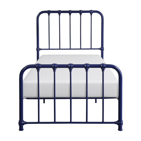 Bethany Blue Metal Twin Platform Bed front view