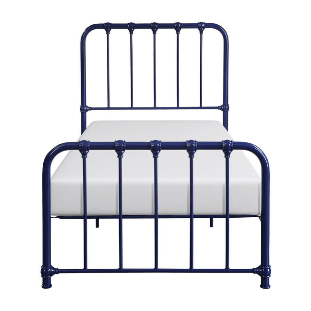 Bethany Blue Metal Twin Platform Bed front view