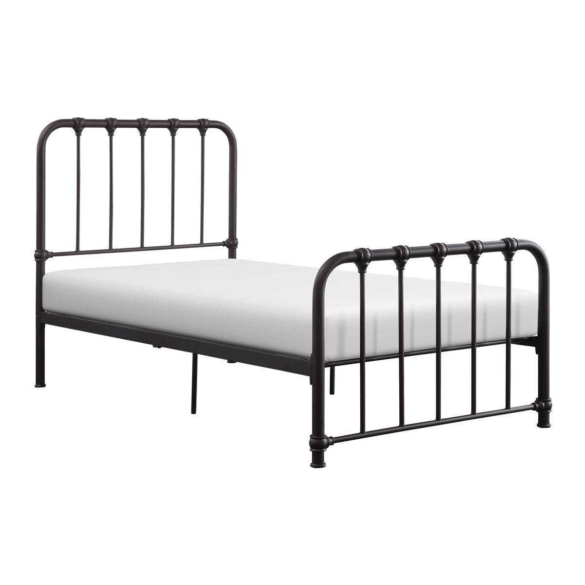 Bethany Dark Bronze Metal Twin Platform Bed side angle