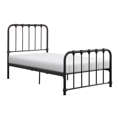Bethany Dark Bronze Metal Twin Platform Bed side angle