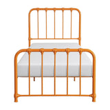 Bethany Orange metal twin platform bed front view