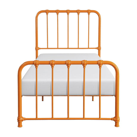 Bethany Orange metal twin platform bed front view
