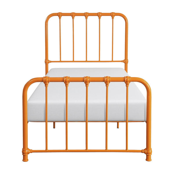 Bethany Orange metal twin platform bed front view