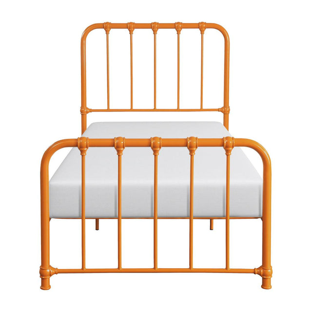 Bethany Orange metal twin platform bed front view
