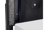 main view of Salon Black Faux Leather Tufted LED Panel Bedroom Set bed