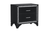 side view of Salon Black Faux Leather Tufted LED Panel Bedroom Set bed