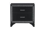 main view of Salon Black Faux Leather Tufted LED Panel Bedroom Set bed