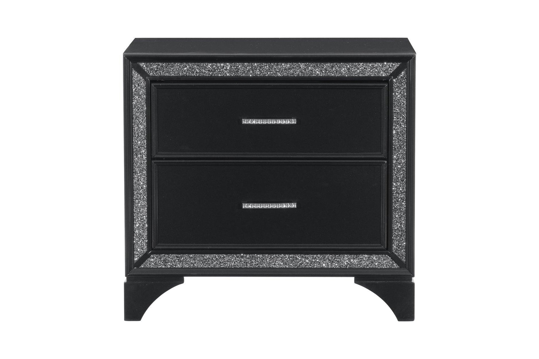 main view of Salon Black Faux Leather Tufted LED Panel Bedroom Set bed