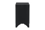 bedroom view of Salon Black Faux Leather Tufted LED Panel Bedroom Set bed