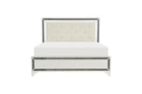 Bedroom view of Salon White Faux Leather Tufted LED Panel Bedroom Set bed
