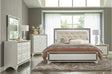 Salon White Faux Leather Tufted LED Panel Bedroom Set bed main view