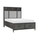 Wittenberry Gray Queen Platform Bed side angle showing storage drawers