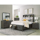 Full headboard view with fabric inserts and USB ports on Wittenberry Bed
