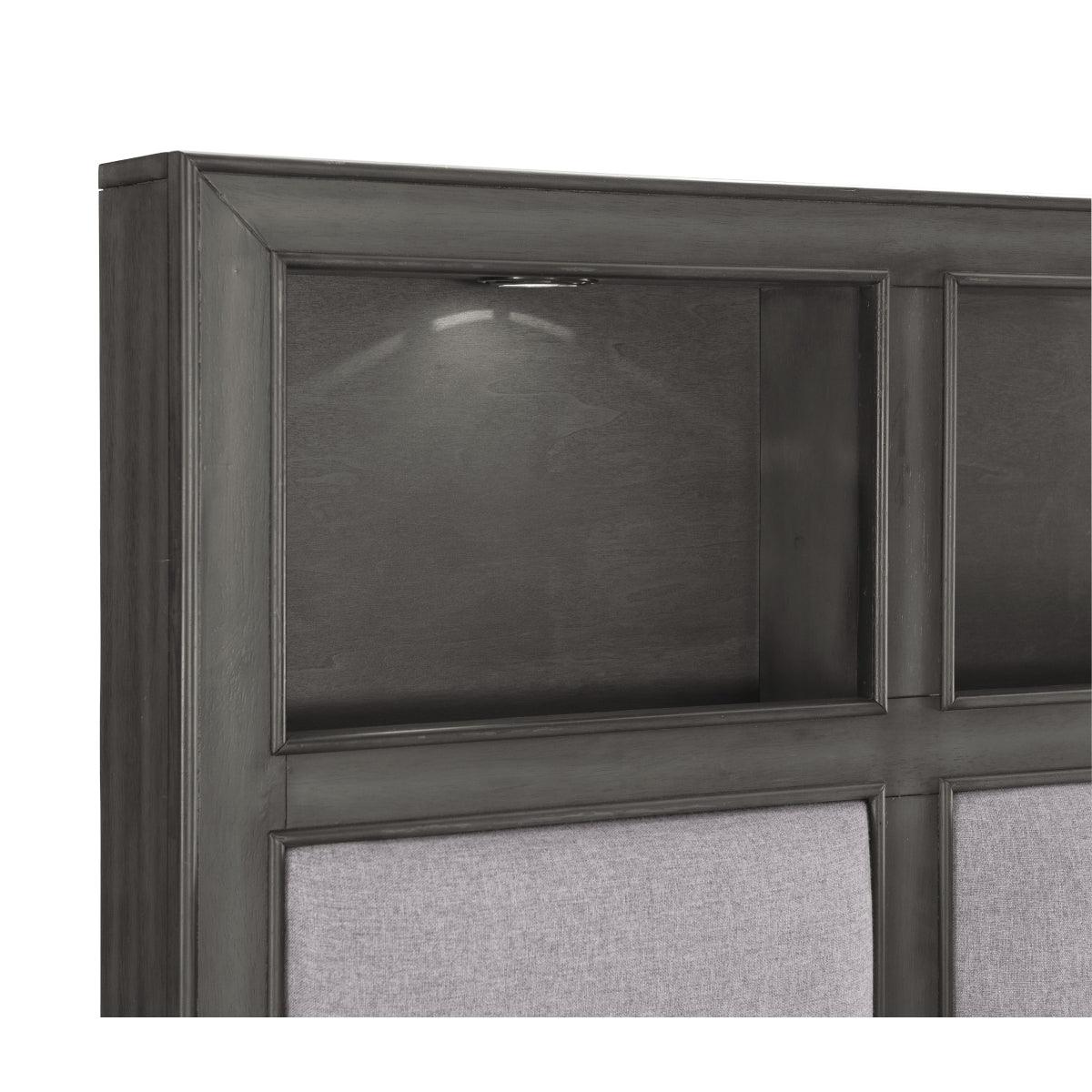 Close-up of LED lighting on Wittenberry King Platform Bed headboard
