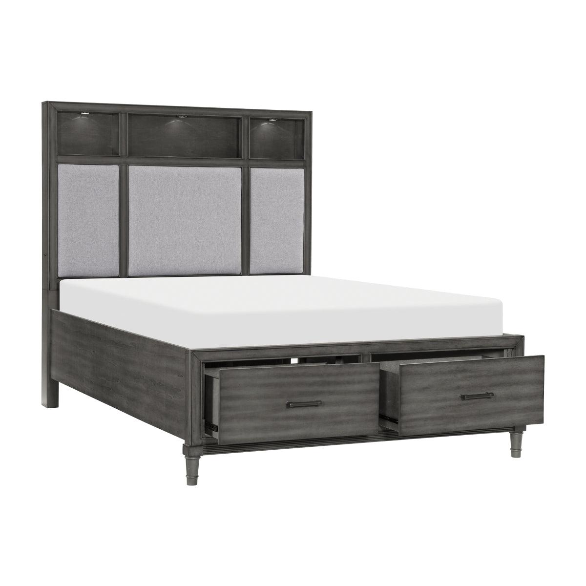 Footboard drawers open view of Wittenberry King Platform Bed
