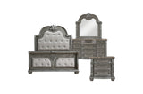 Bennington Gray Upholstered Tufted Panel Bedroom Set bed front view