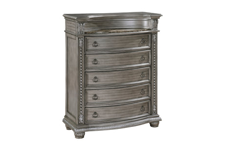 Bennington Gray Upholstered Tufted Panel Bedroom Set bed front view