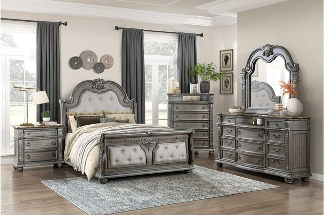 main view of Bennington Gray Upholstered Tufted Panel bed