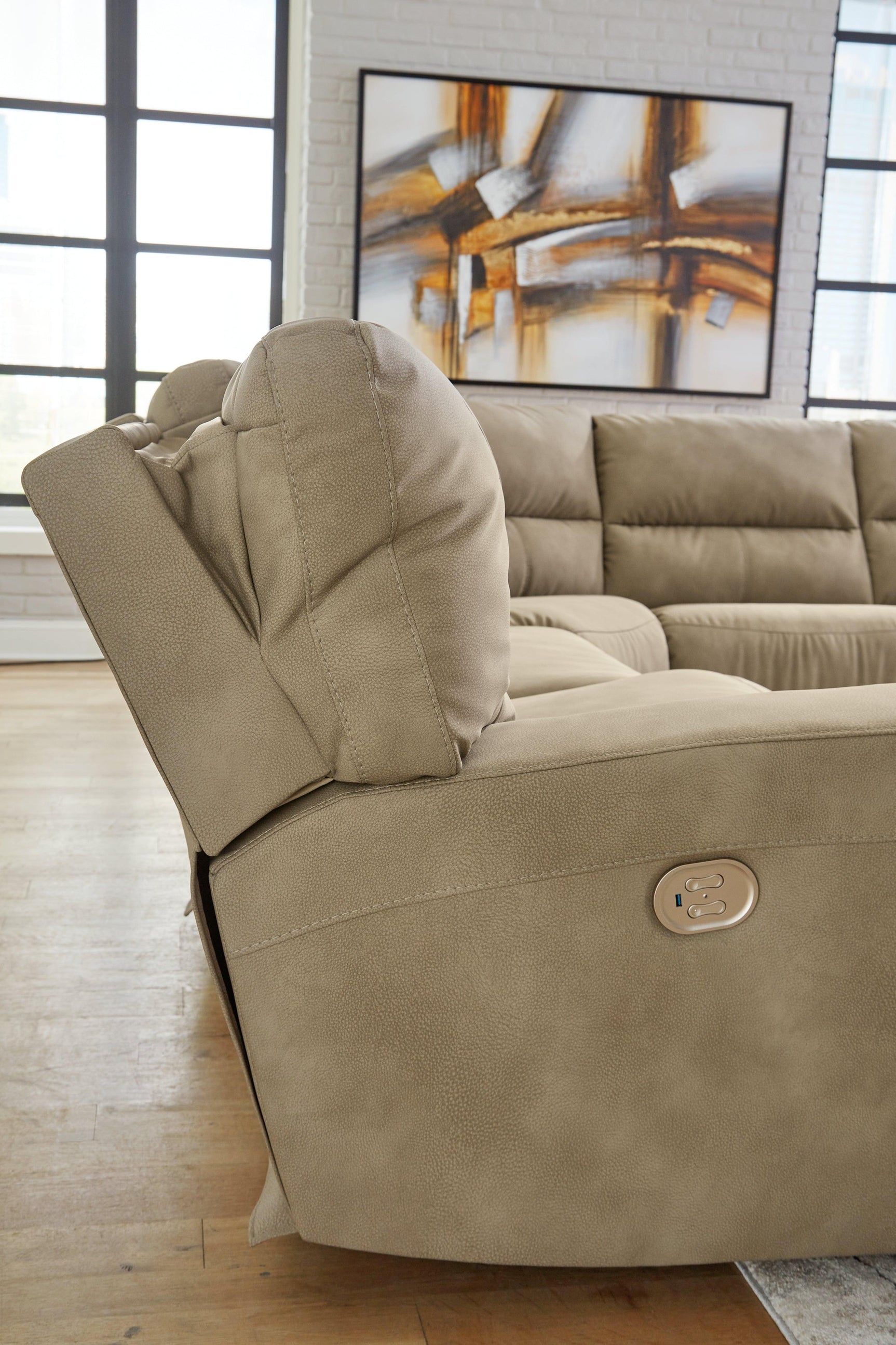 Next-Gen DuraPella Sand 6-Piece Power Reclining Sectional sofa view
