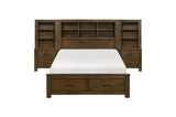 Sullivan dark brown platform bedroom set with bookcase storage