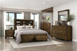 main view of Sullivan dark brown bookcase storage platform bed