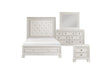 Theodora Pearl White Upholstered Tufted Panel Bedroom Set bed front view