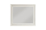 main view of Theodora Pearl White Upholstered Tufted Panel Bedroom Set bed